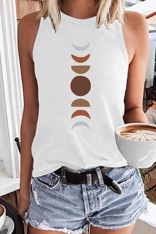 Terra-cotta Moon Phase Graphic Tank Top
