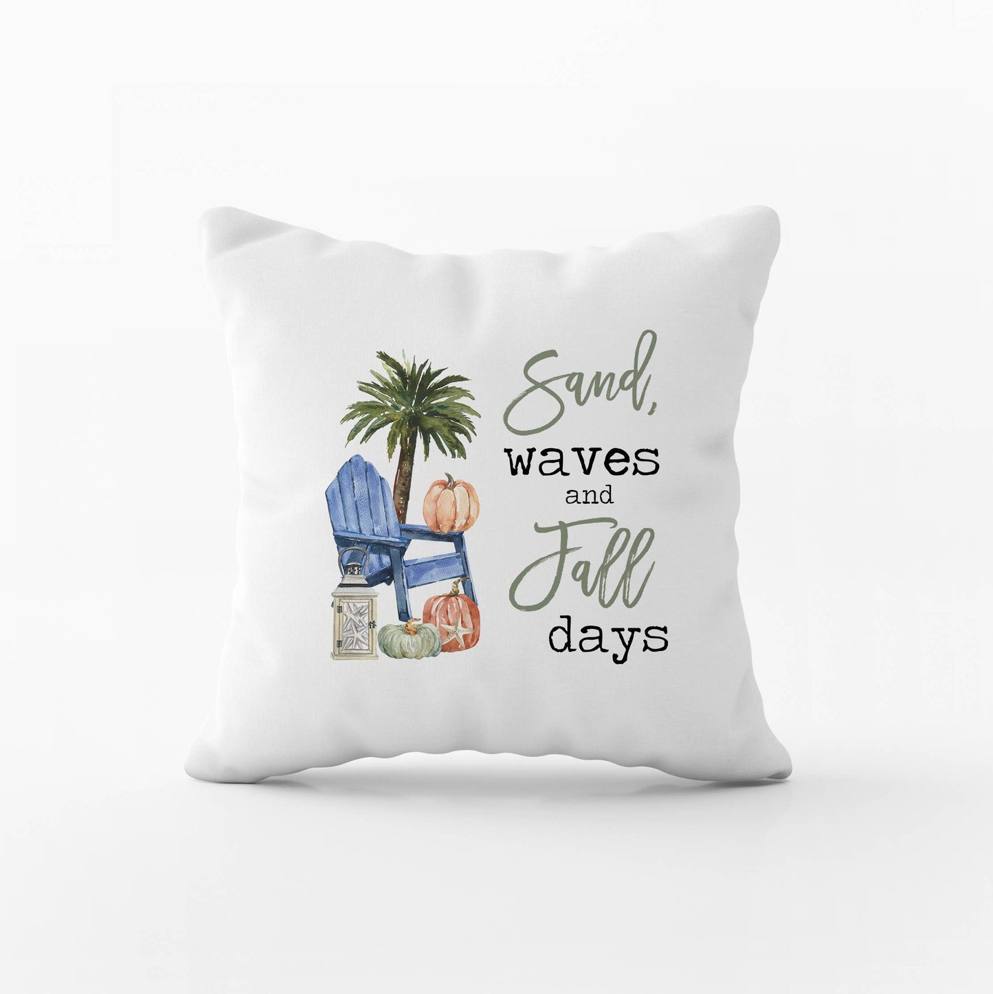 Sand Waves Fall Days Pillow, Beach House Decor, Throw Pillow