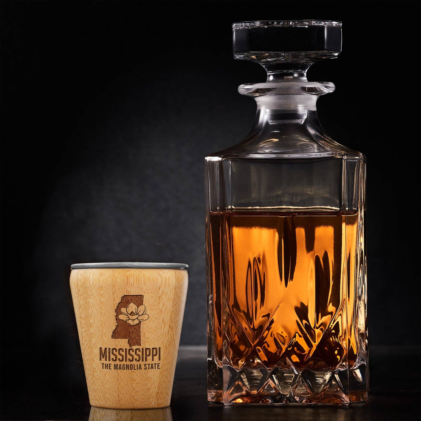 Mississippi Engraved Shot Glass, Bamboo with Stainless Steel