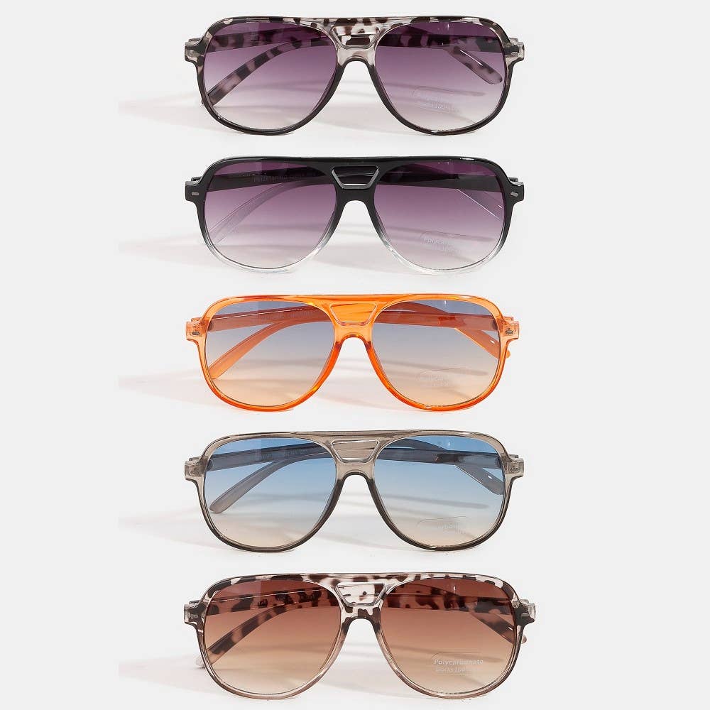 Vintage Style Gradient Aviator Sunglasses Set