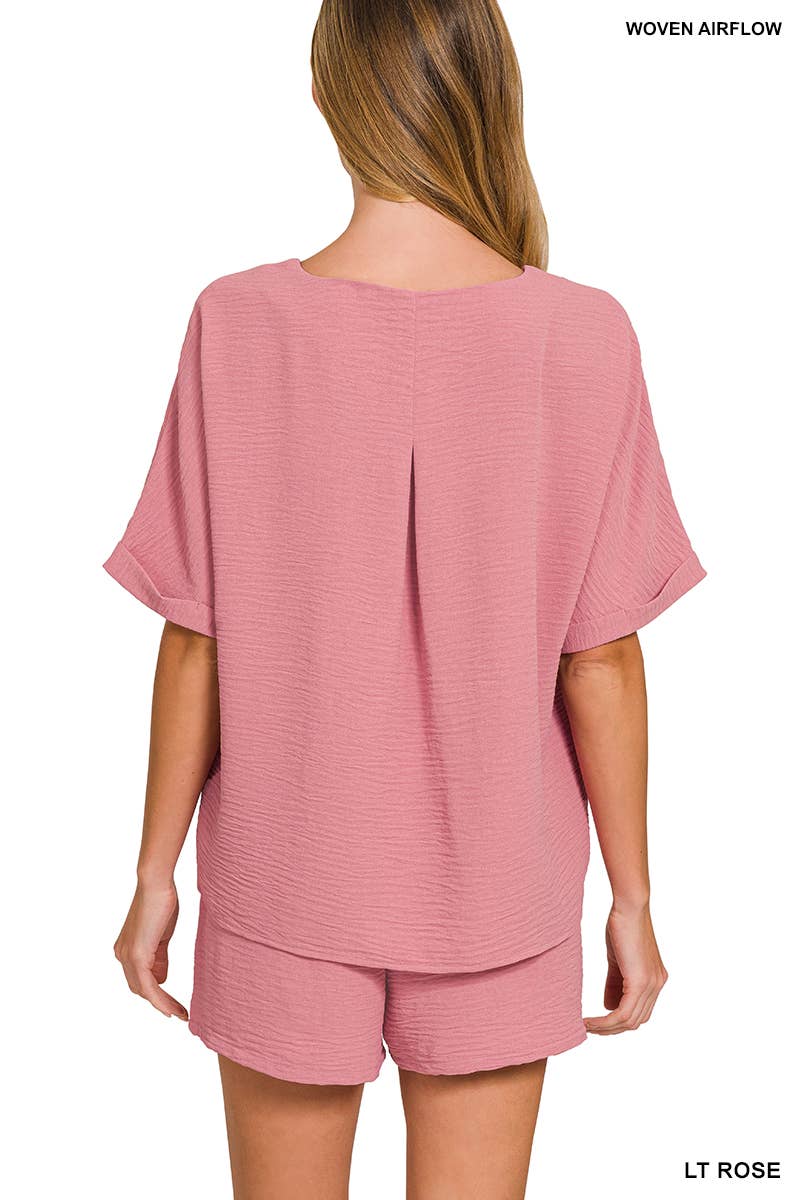 Woven Airflow Top & Shorts Set