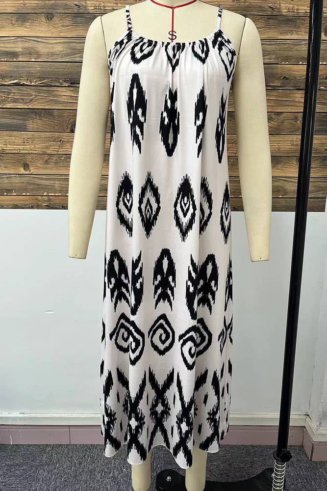 Spaghetti Stap Printed Maxi Dress