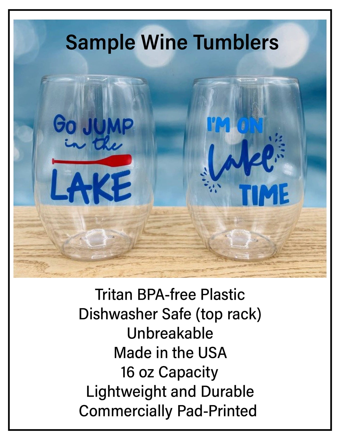 OYSTERS METALLIC Tritan Unbreakable Stemless Wine Tumblers