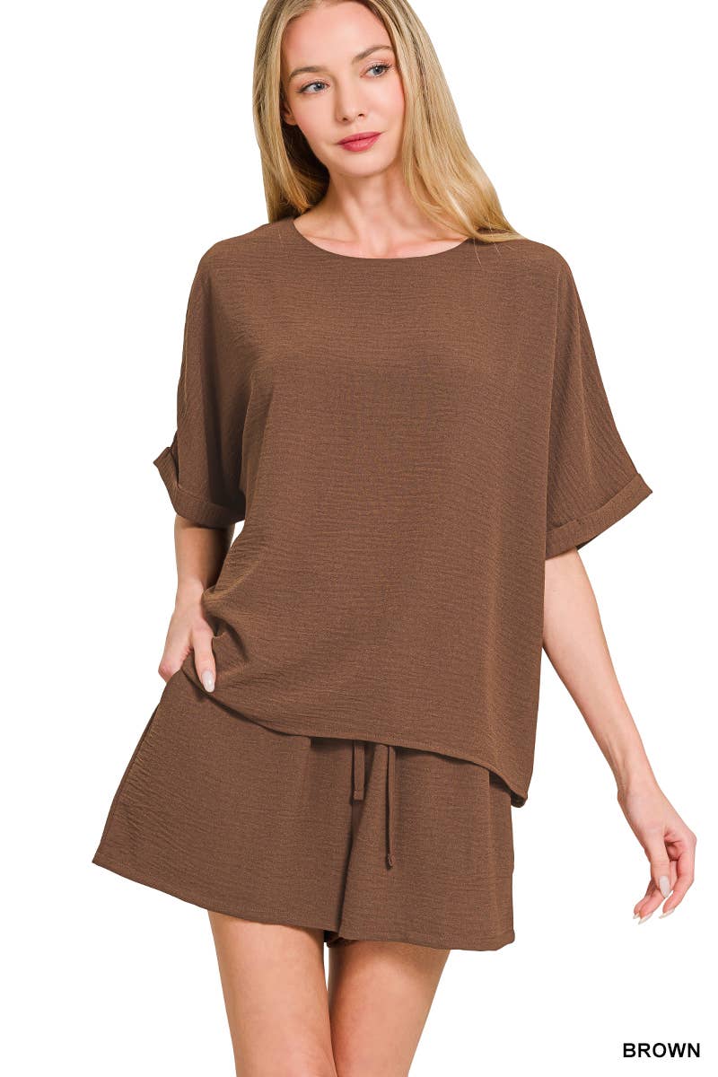 Woven Airflow Top & Shorts Set