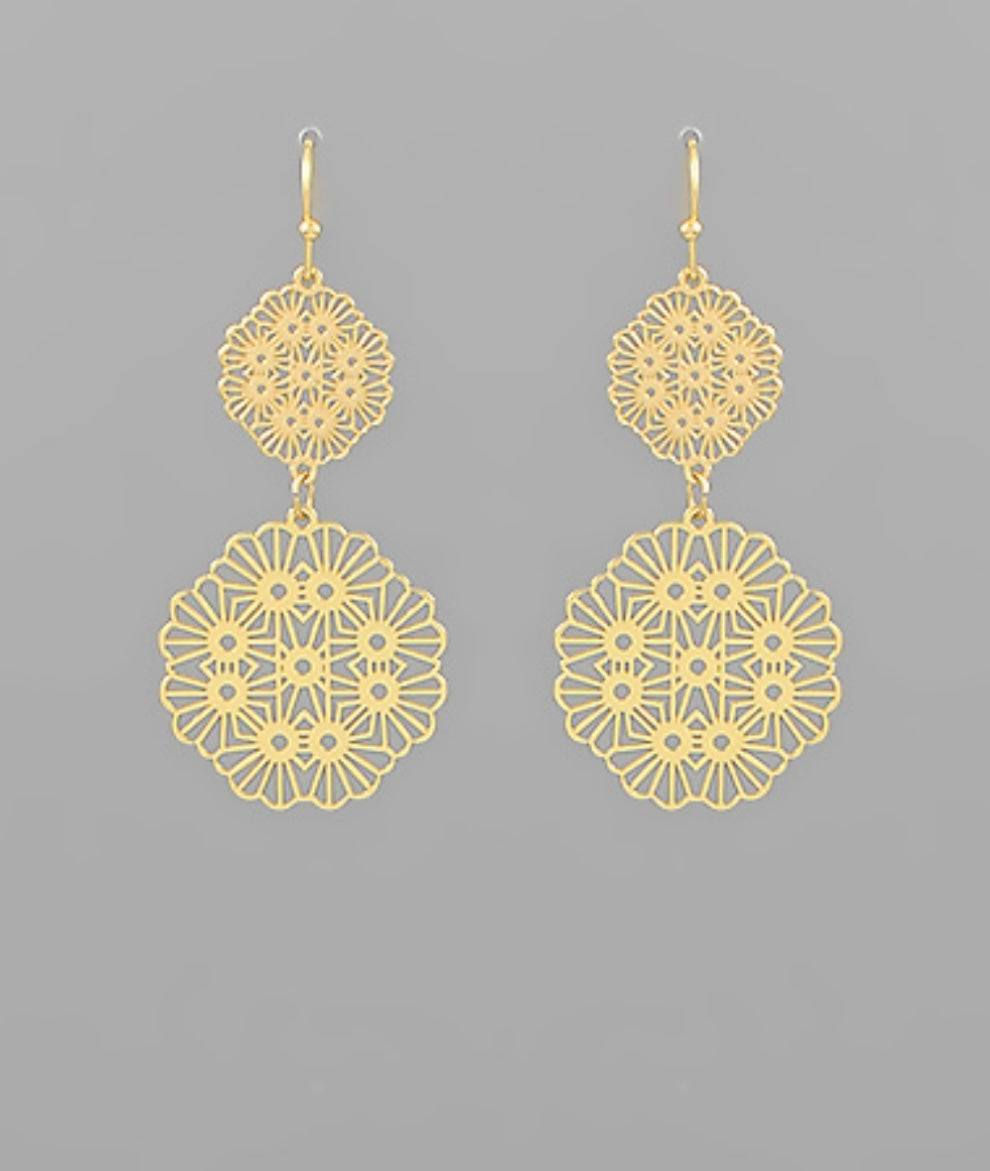 Filigree Coin Drop Earrings
