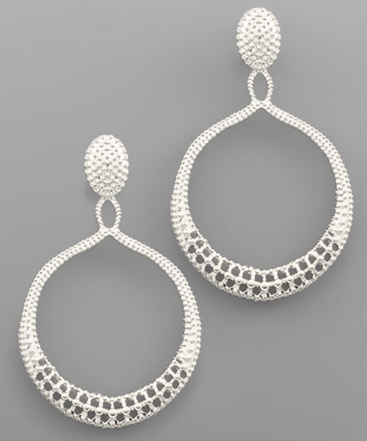 Oval Textured Circle Earrings