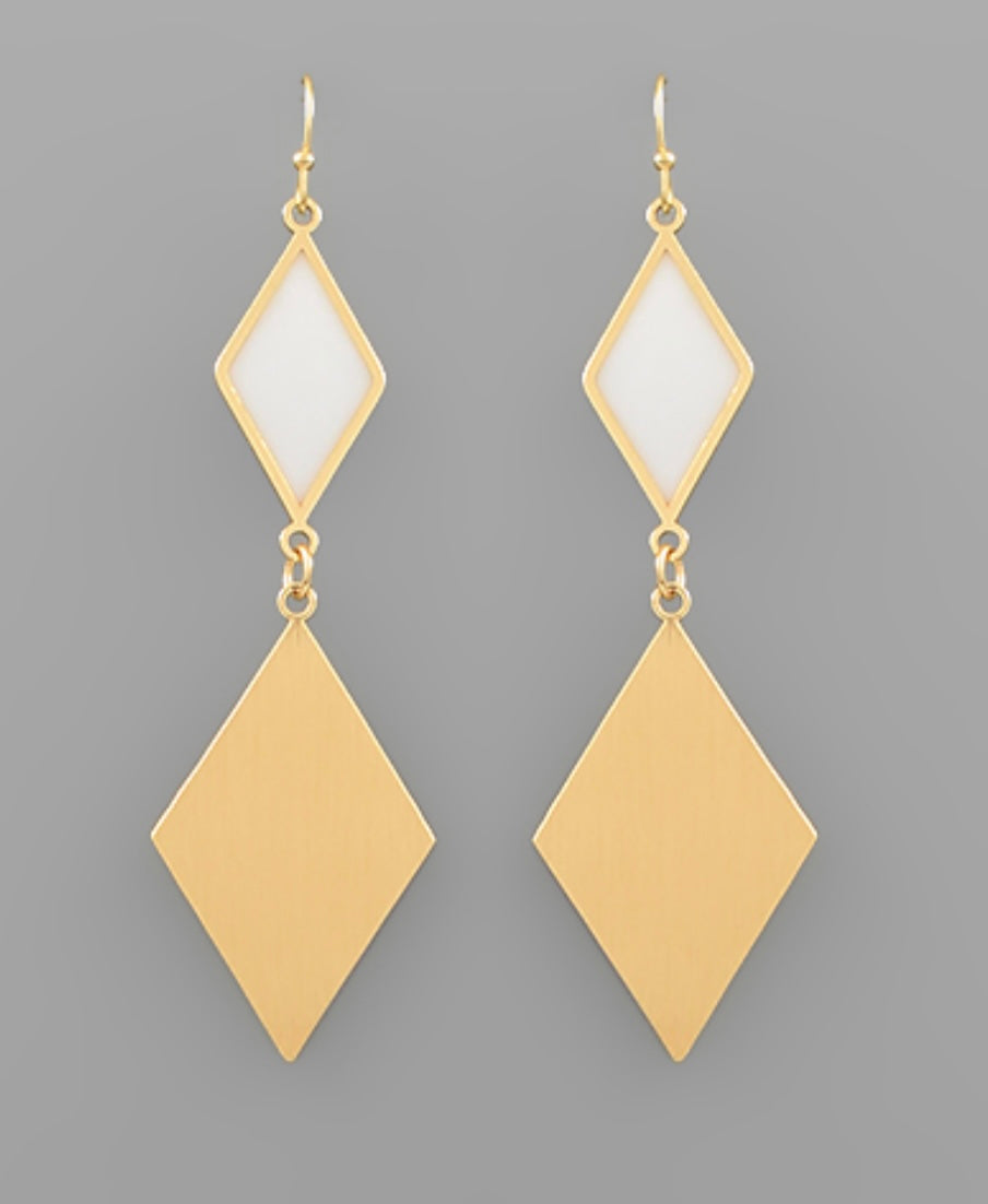 Color Double Diamond Earrings