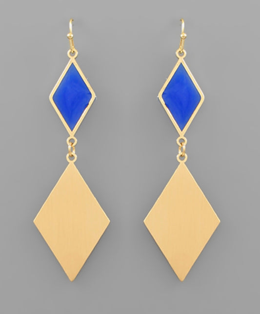 Color Double Diamond Earrings