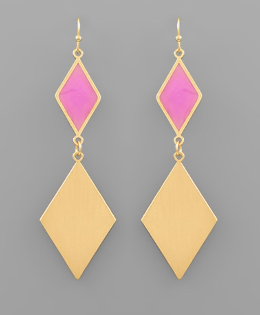 Color Double Diamond Earrings