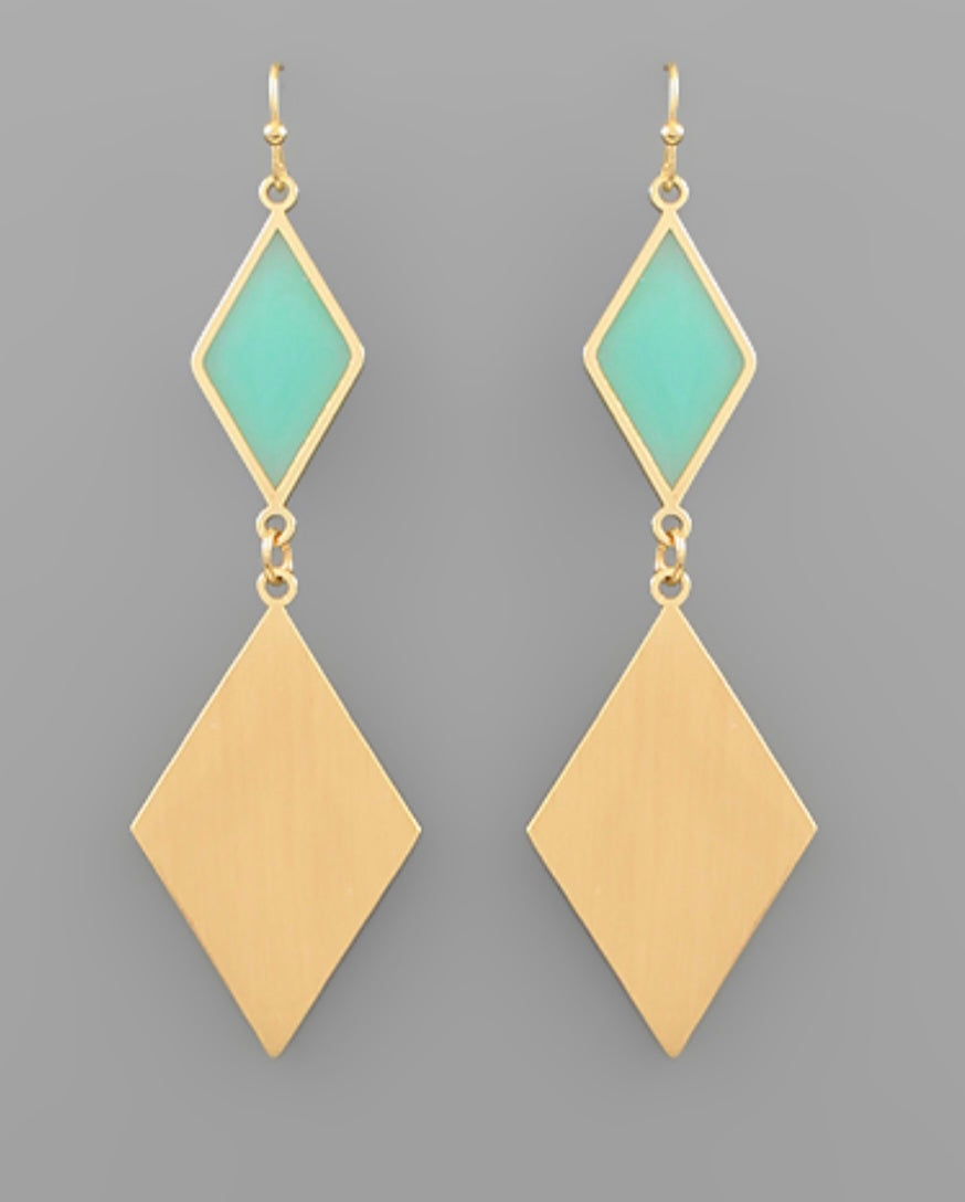Color Double Diamond Earrings