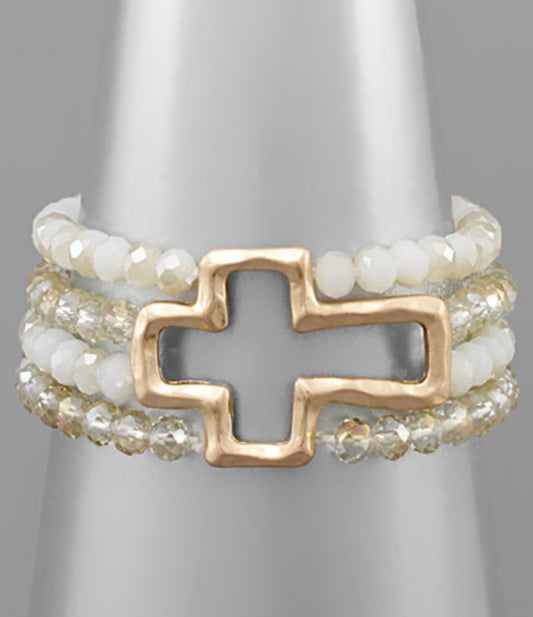 Stack Bracelet with Hammered Cross (3 options)