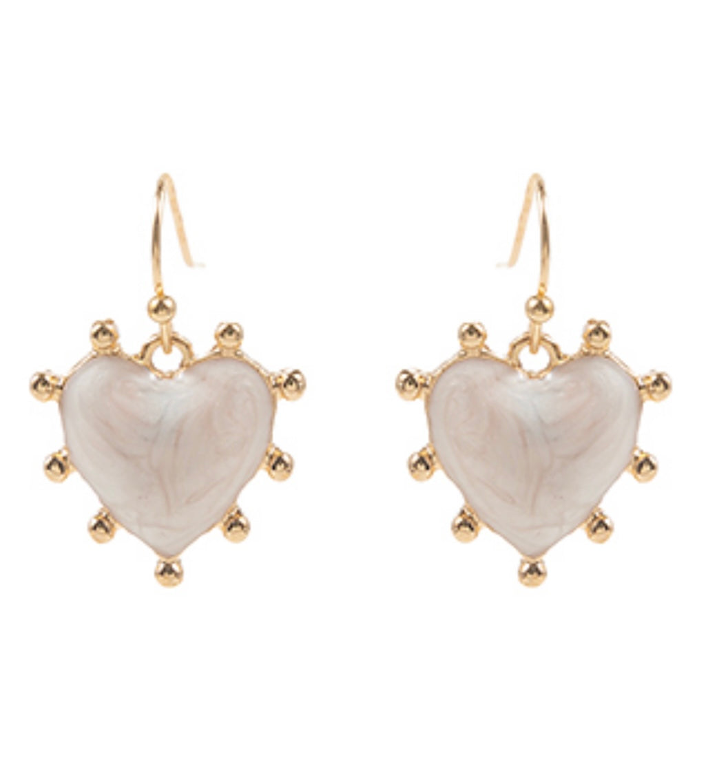 Dotted Enamel Heart Earrings