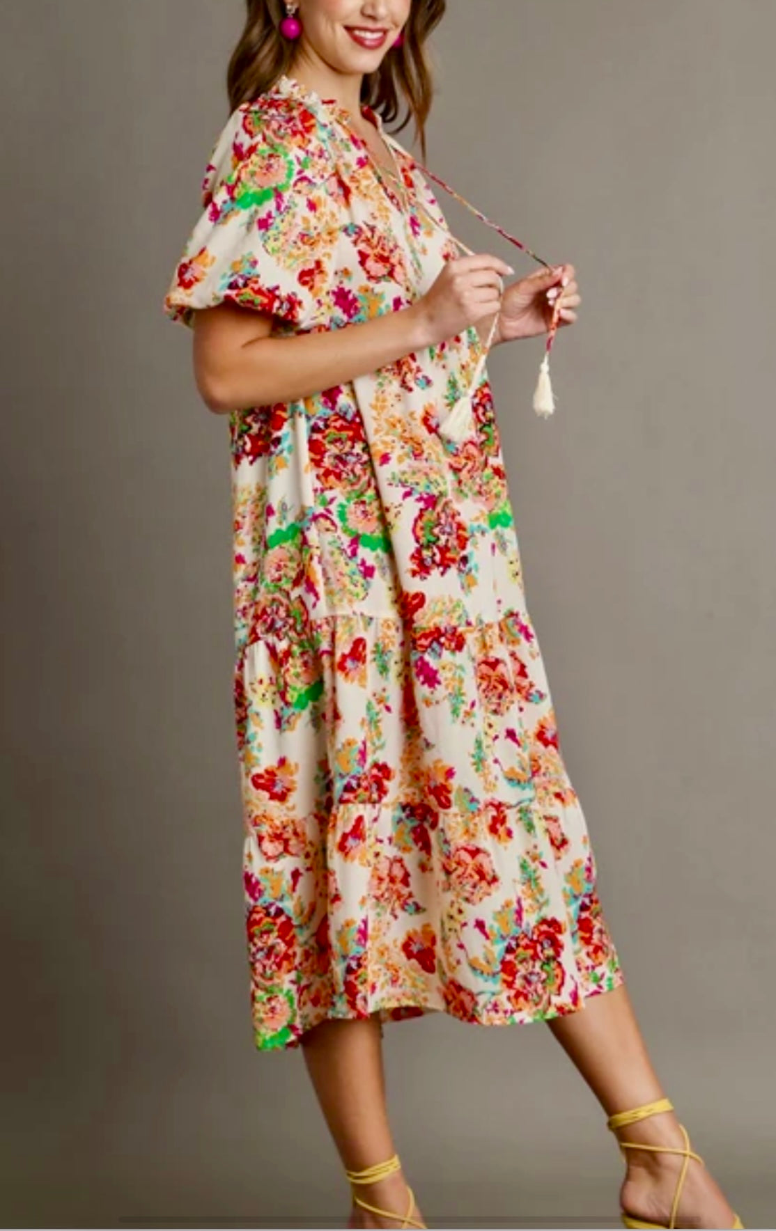 Digital Floral Midi Dress