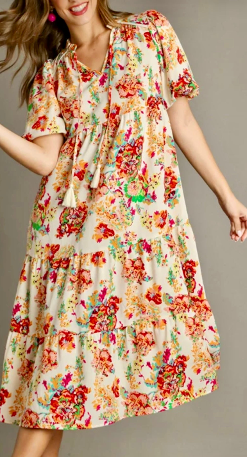 Digital Floral Midi Dress