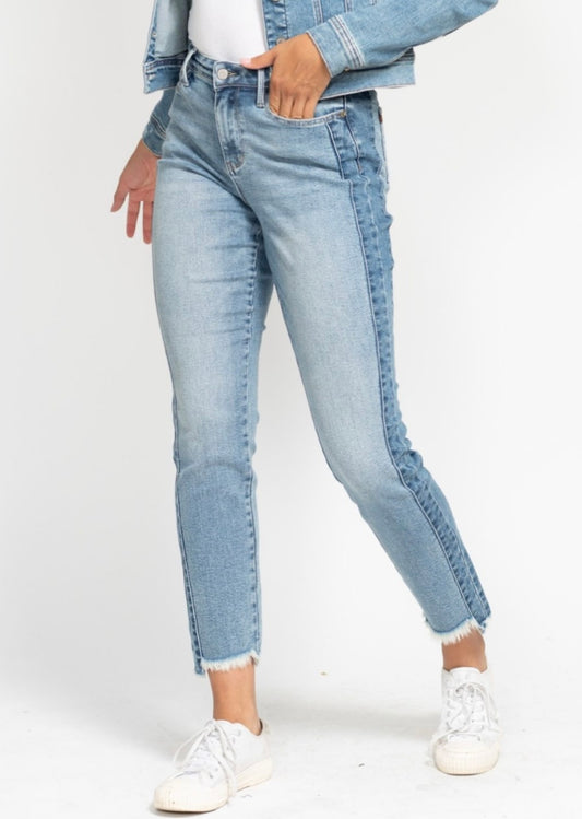 Judy Blue HW Side Panel Fray Hem Slims