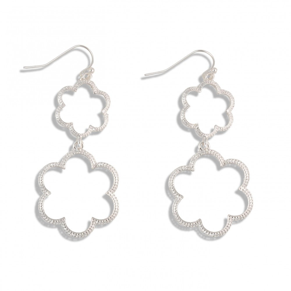 Silver Flower Drop Earrings