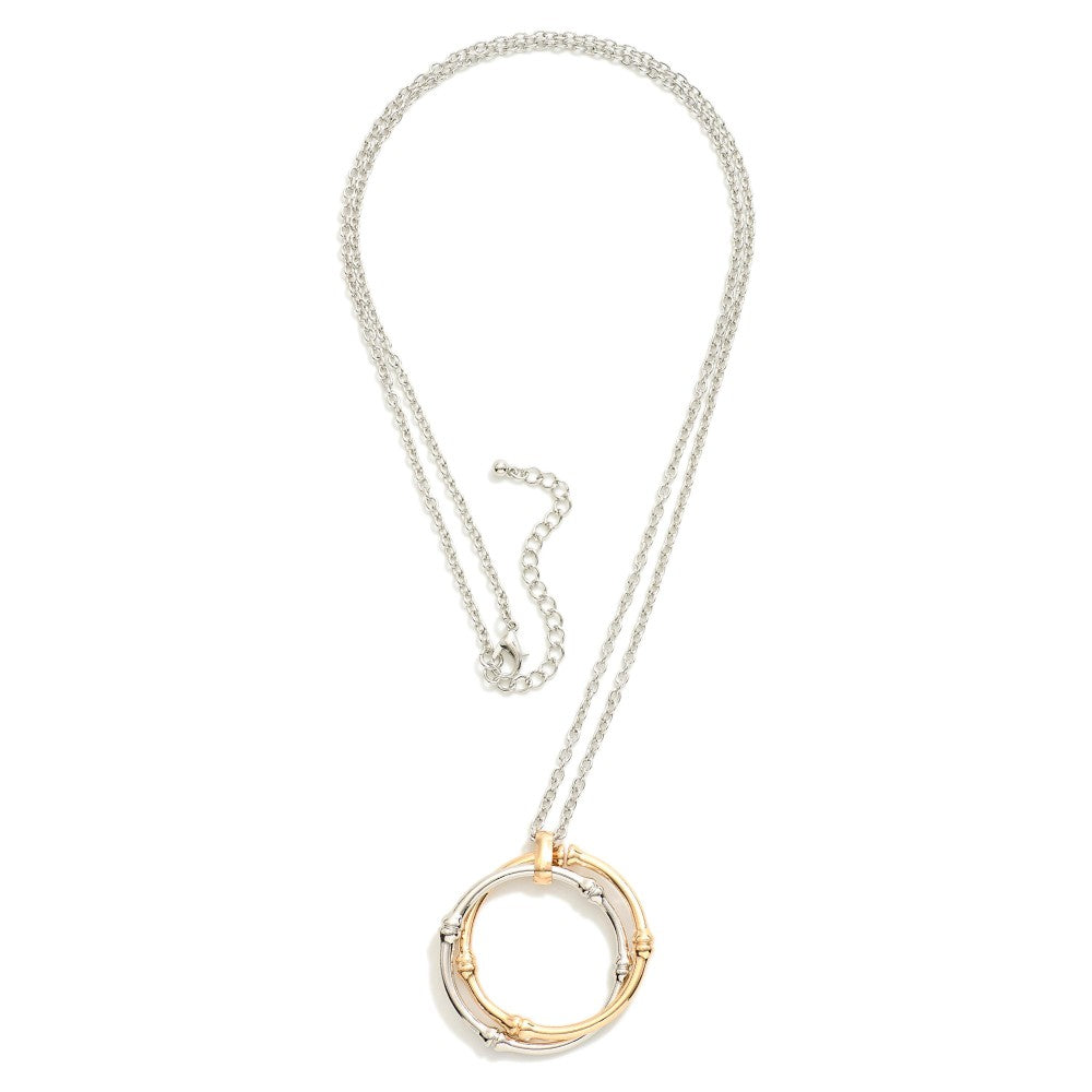 Two-tone Hoop Pendant Necklace