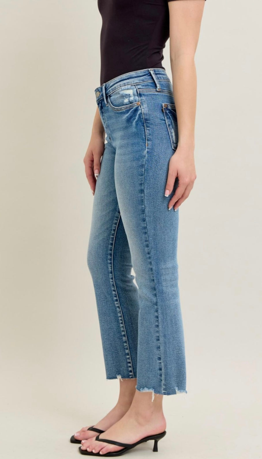 Judy Blue MR Destroy Hem Kick Flare Crops