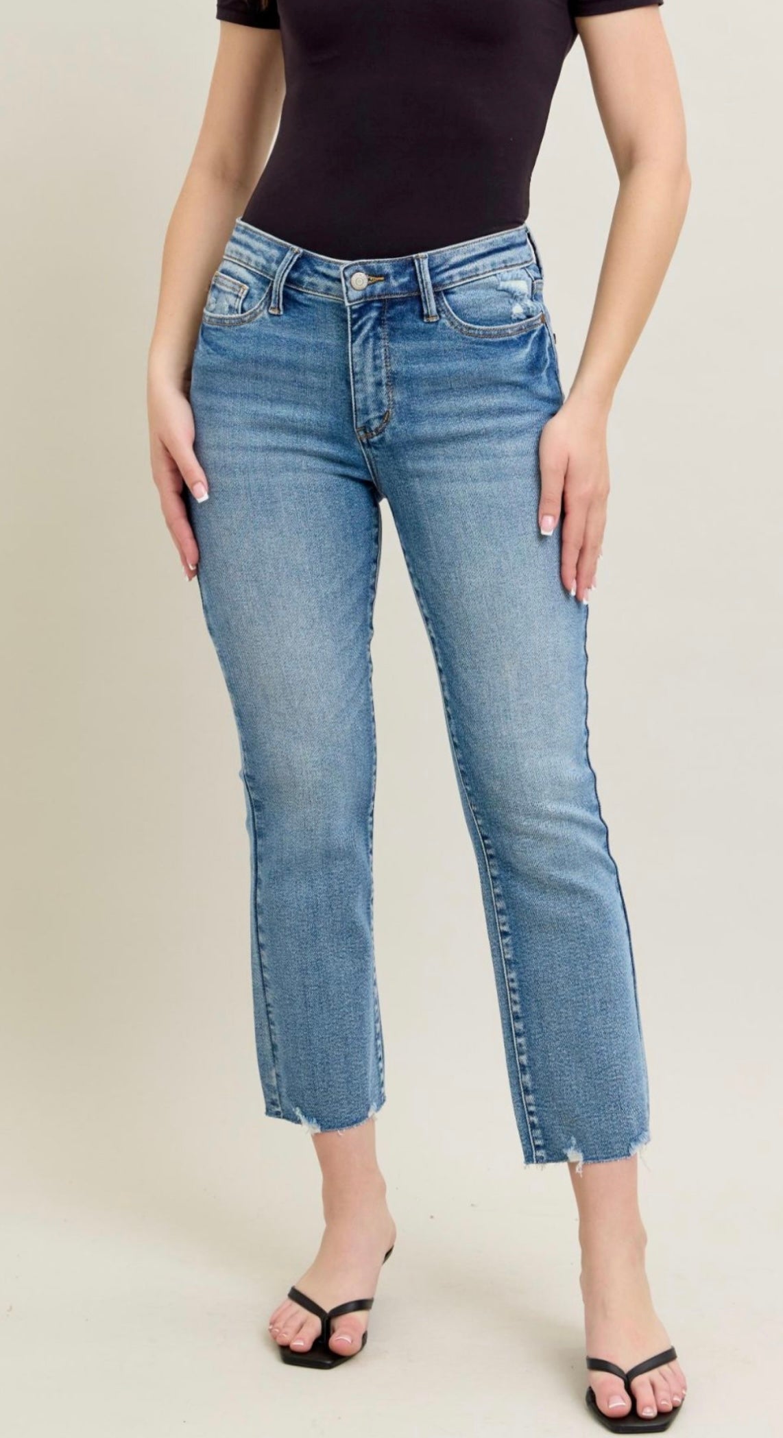 Judy Blue MR Destroy Hem Kick Flare Crops