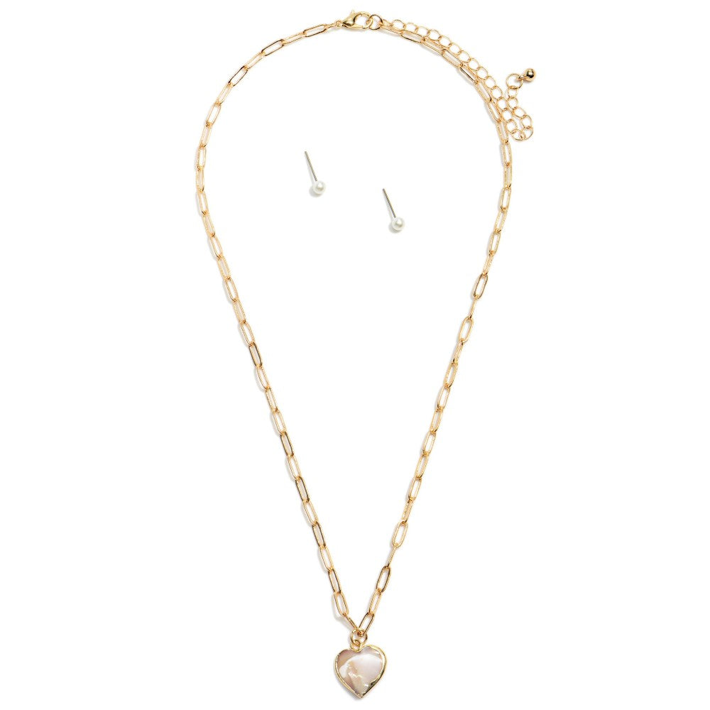 Stone Heart Pendant Necklace