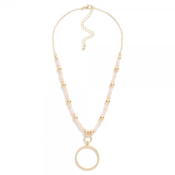 Beaded Necklace w/Circle Pendant