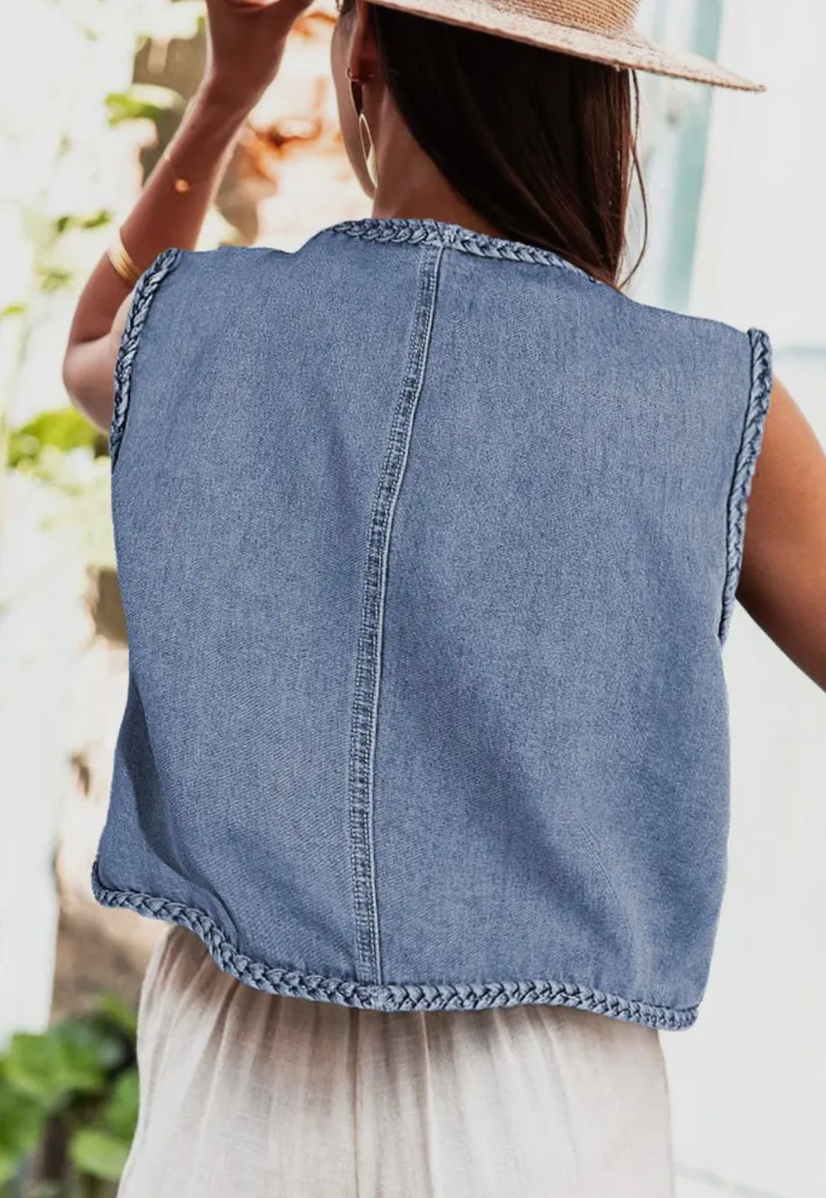 Braided Denim Vest