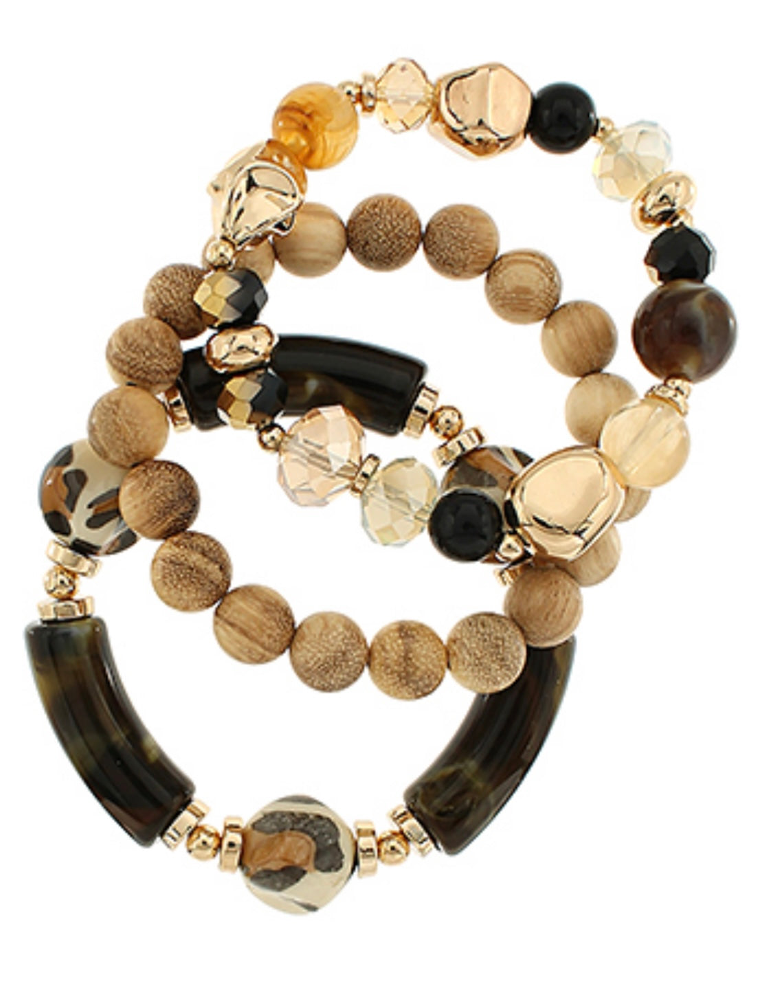 3 Row Stretch Bead & Cylinder Bracelet