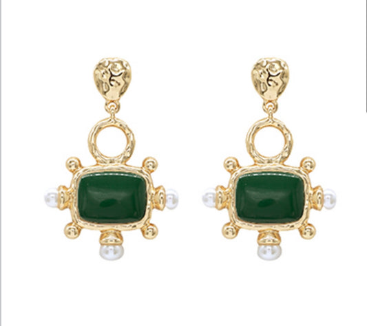 Square & Pearl Earrings (2 options)