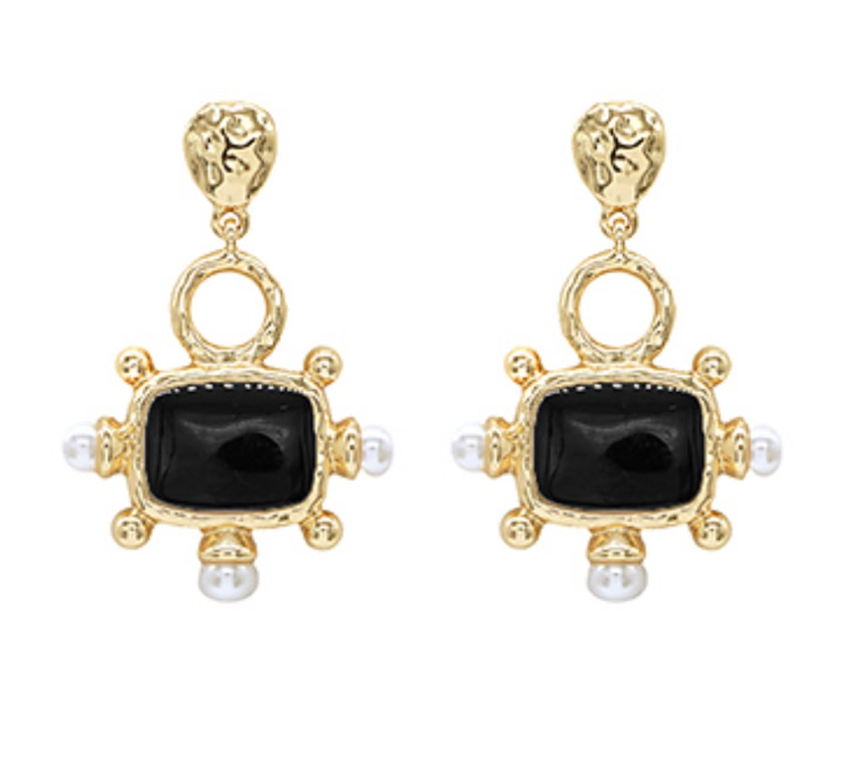 Square & Pearl Earrings (2 options)