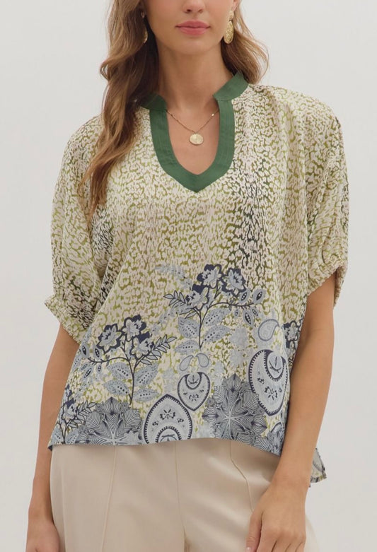 Mixed Print Blouse