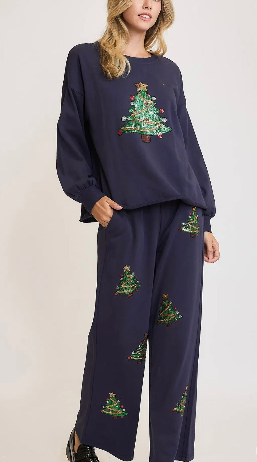 Sequin Trees Knit Pants