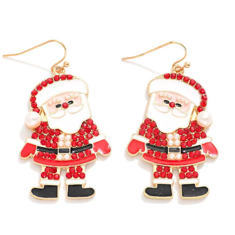 Rhinestone Santa Earrings