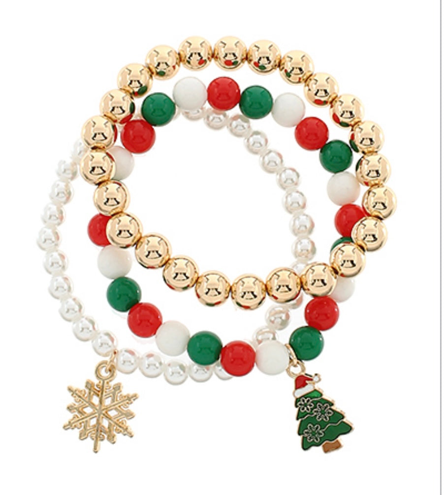 Set of 3 Christmas Bracelets