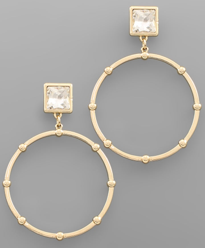 Crystal & Circle Earrings