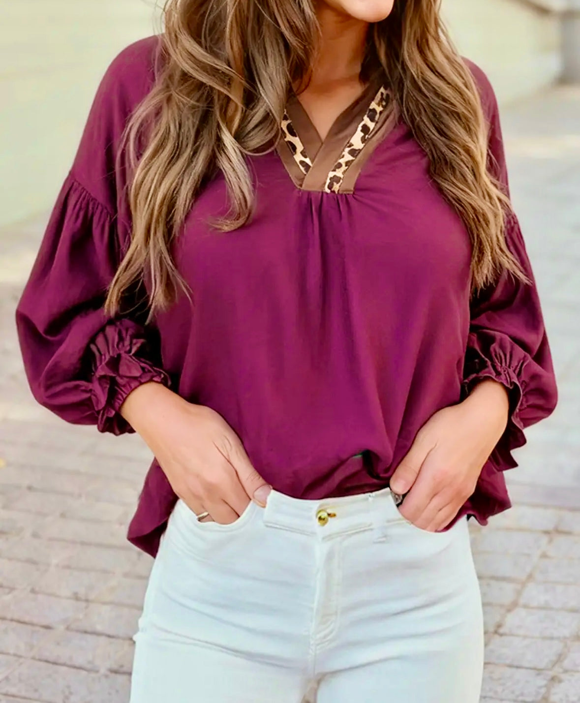 Contrast Collar Blouse
