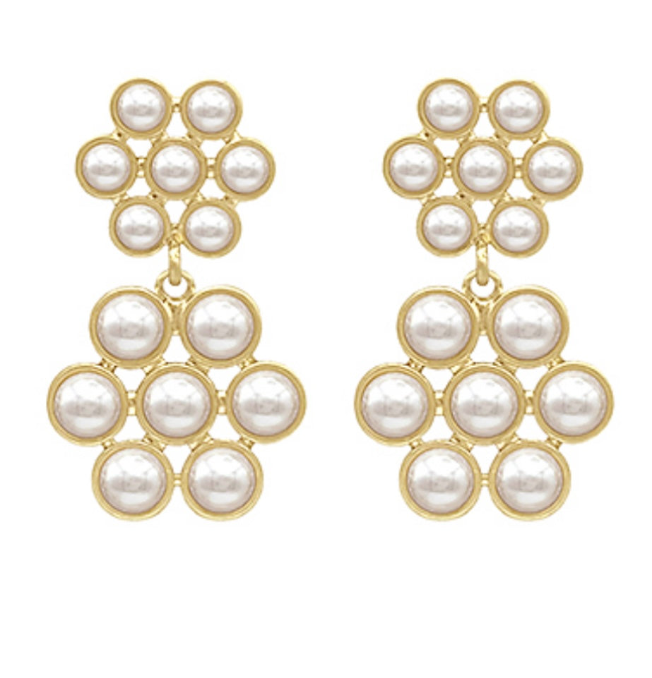 Pearl Drop Flower Earrings