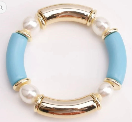 Bamboo & Gold Tube Bracelet