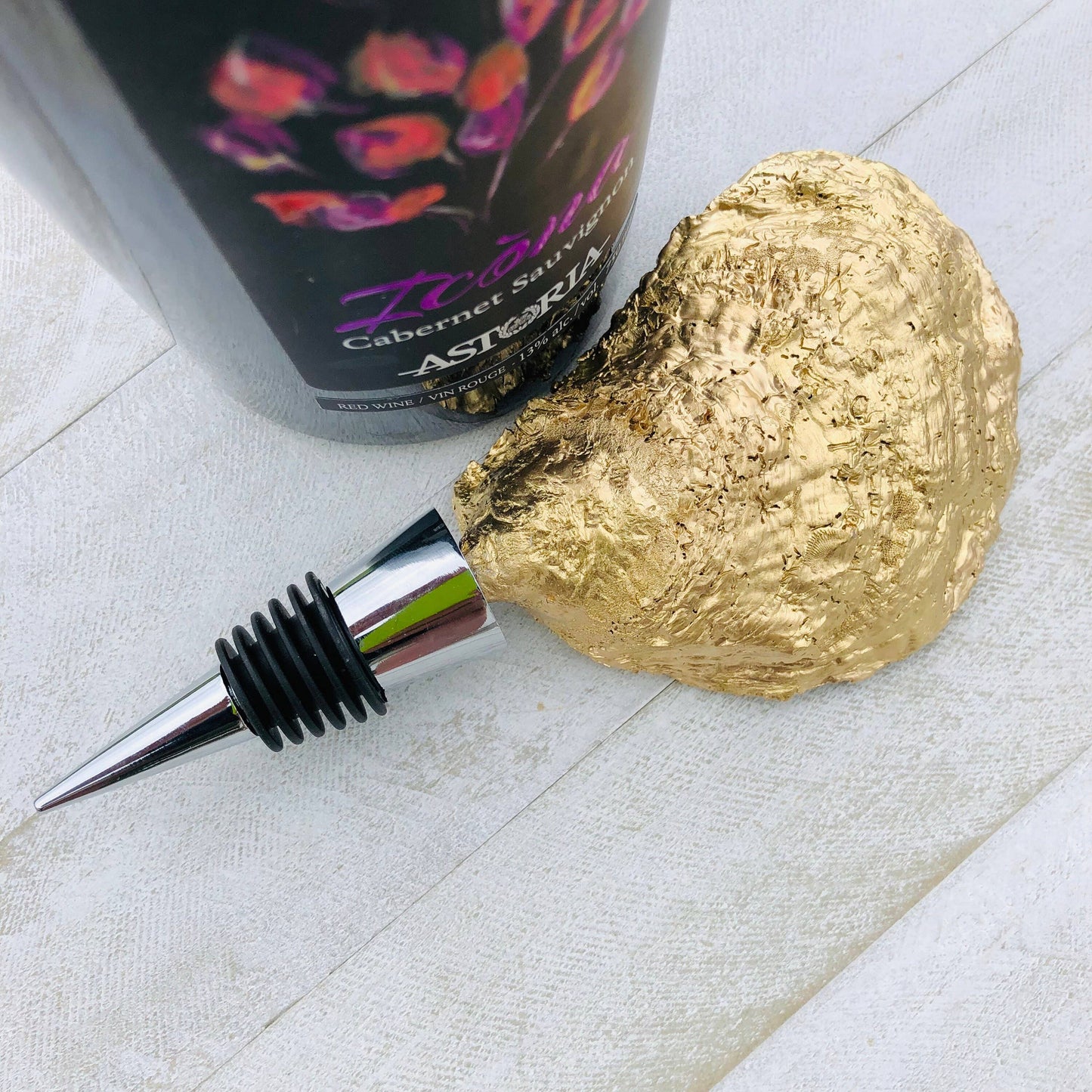 Oyster Wine Stopper--Blue And White Chinoiserie