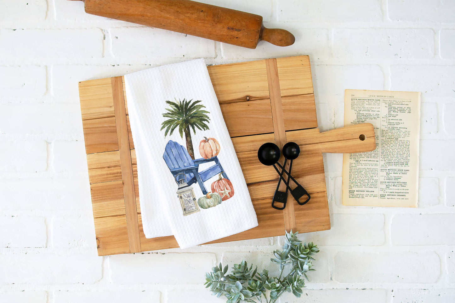 Fall Beach Chair Kitchen Towel, Coastal Fall Beach