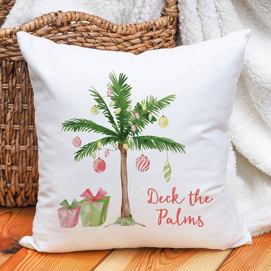 Palm Tree Christmas Throw Pillow, Christmas in July Decor
