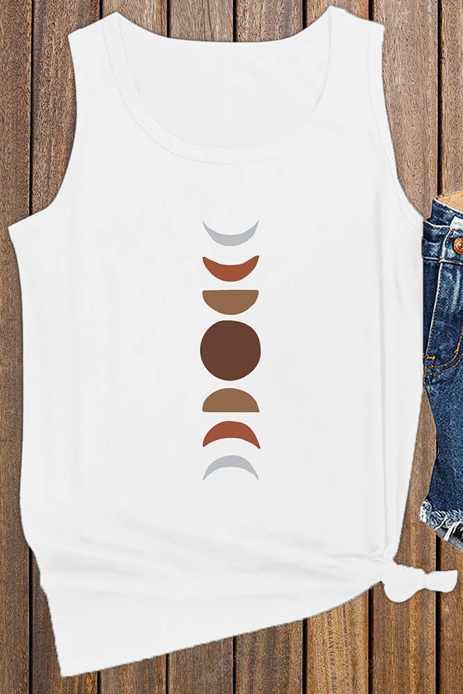 Terra-cotta Moon Phase Graphic Tank Top
