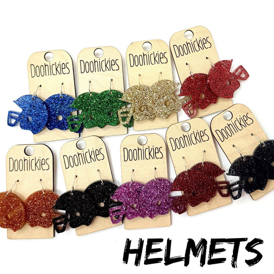1.25" Glitter School Spirit Helmet Dangles - Custom Spirit Earrings