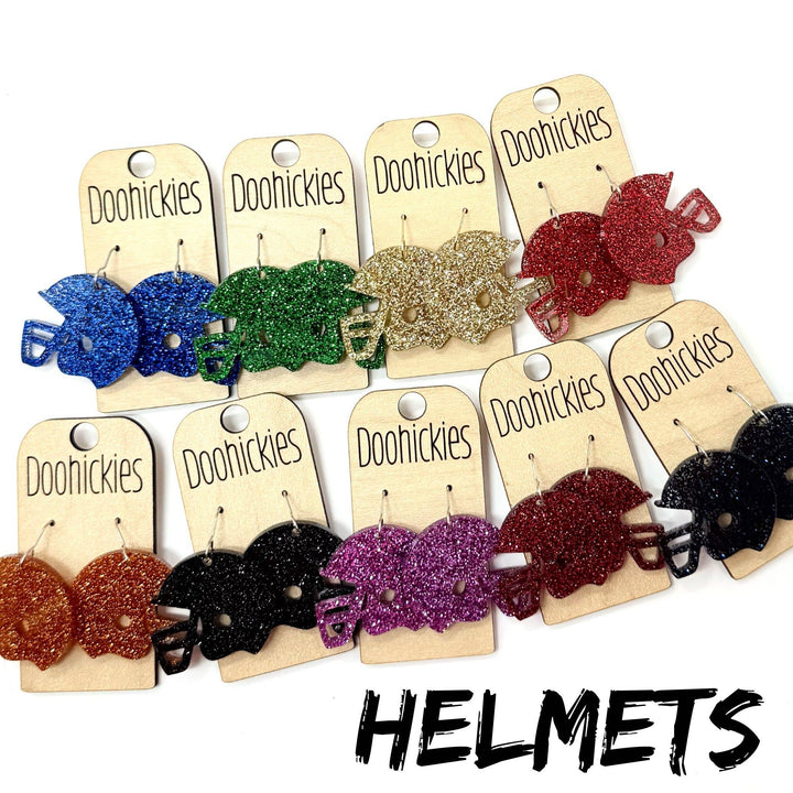 1.25" Glitter School Spirit Helmet Dangles - Custom Spirit Earrings