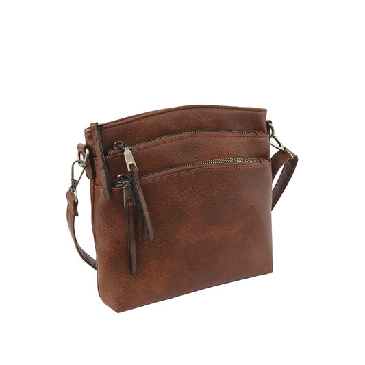 Triple Zipper Crossbody Bag