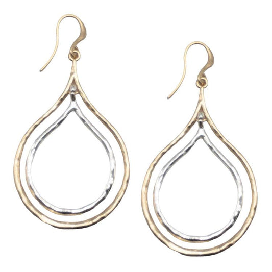 Two Tone Teardrop 1" Earring