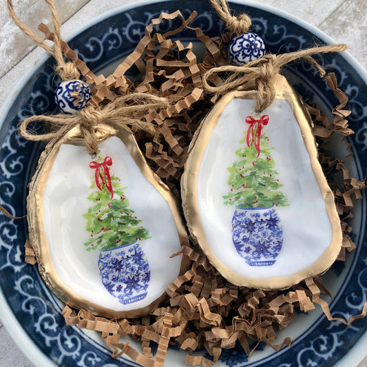 Oyster Ornament | Blue And White Porcelain Christmas Tree