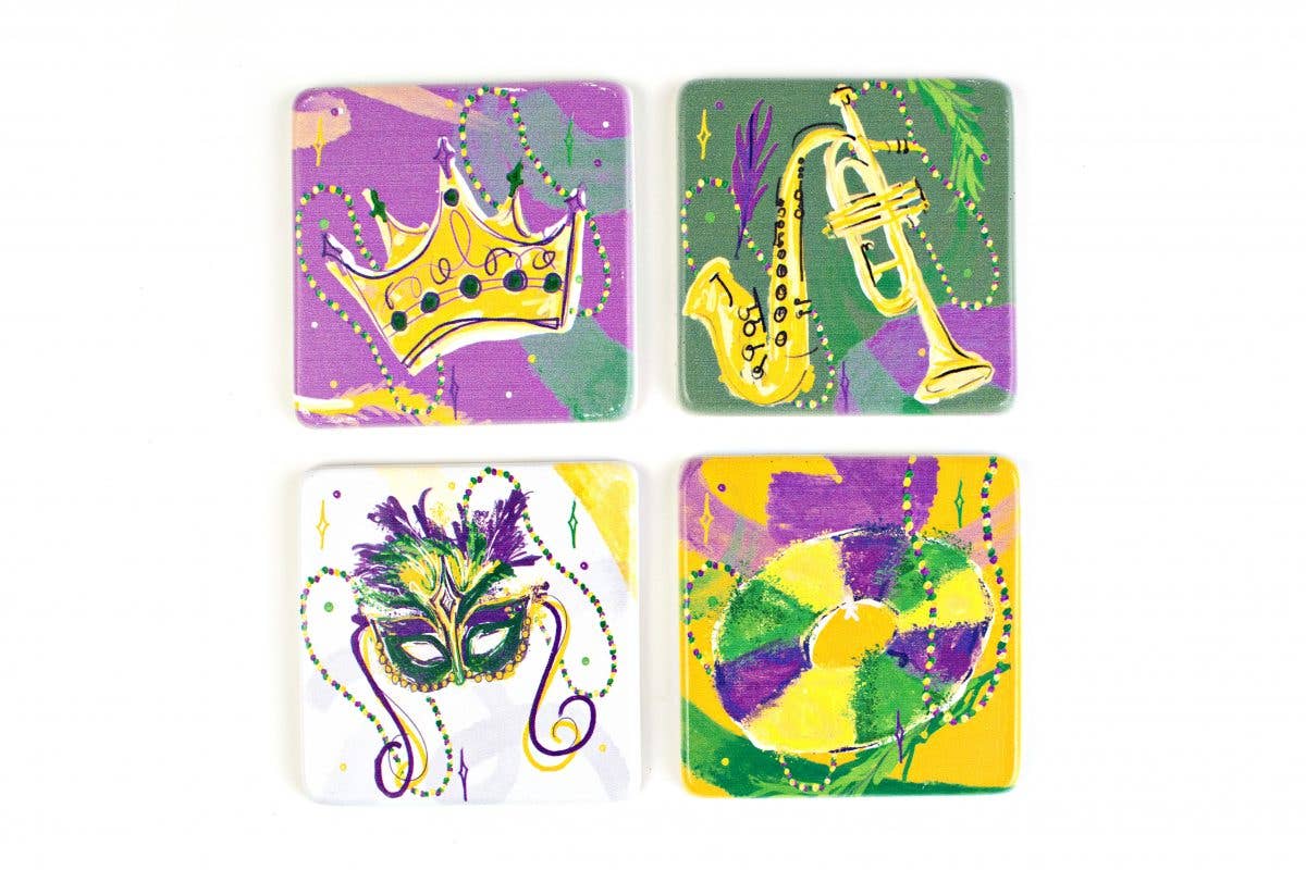 Mardi Gras Mask Coaster Set