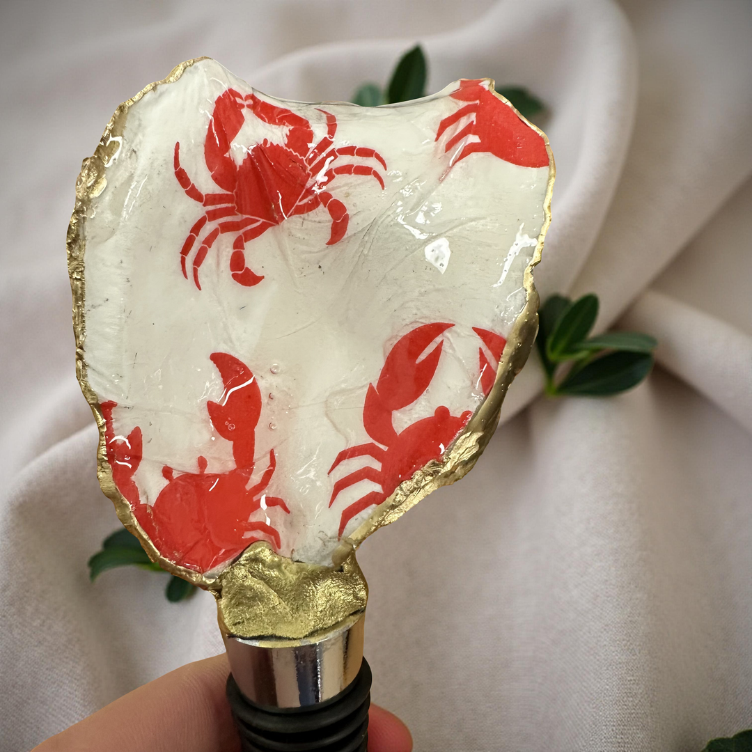 Crabby Catch Oyster Shell Wine Stopper