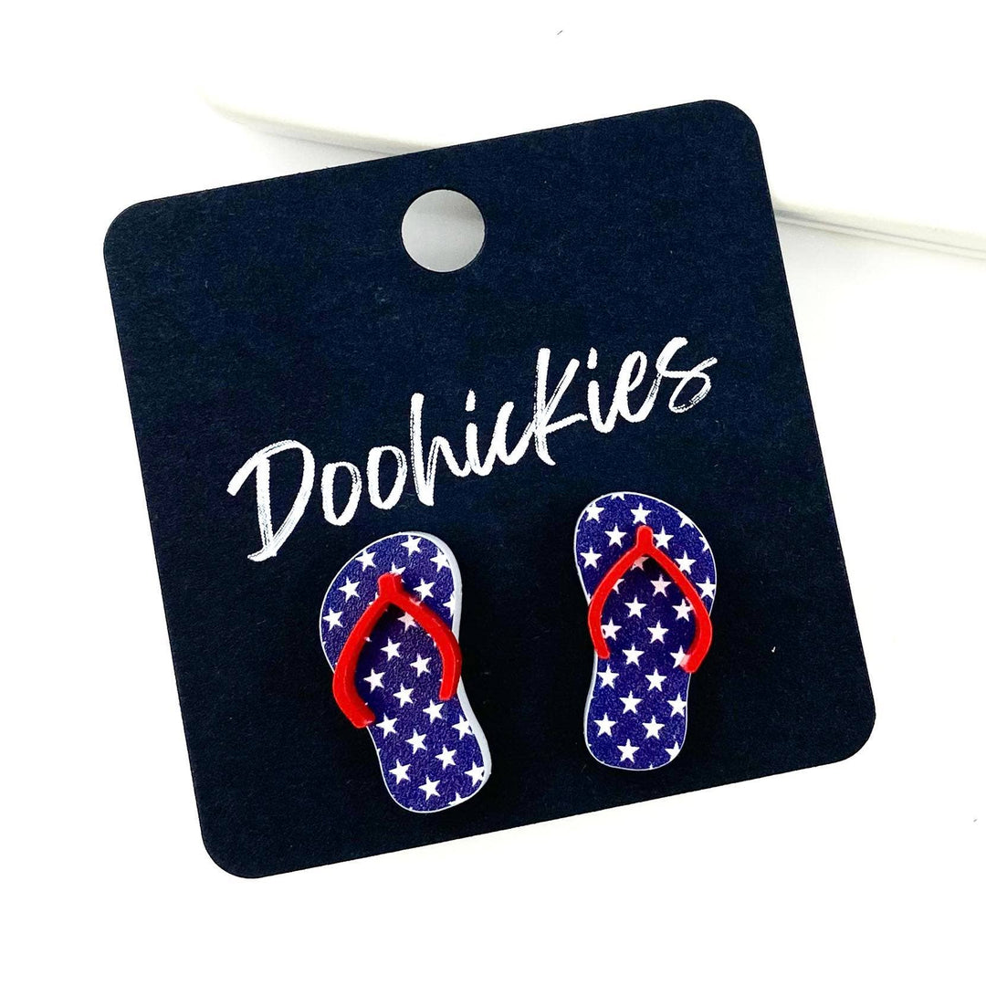 20mm American Flip Flop Studs - Patriotic Earrings