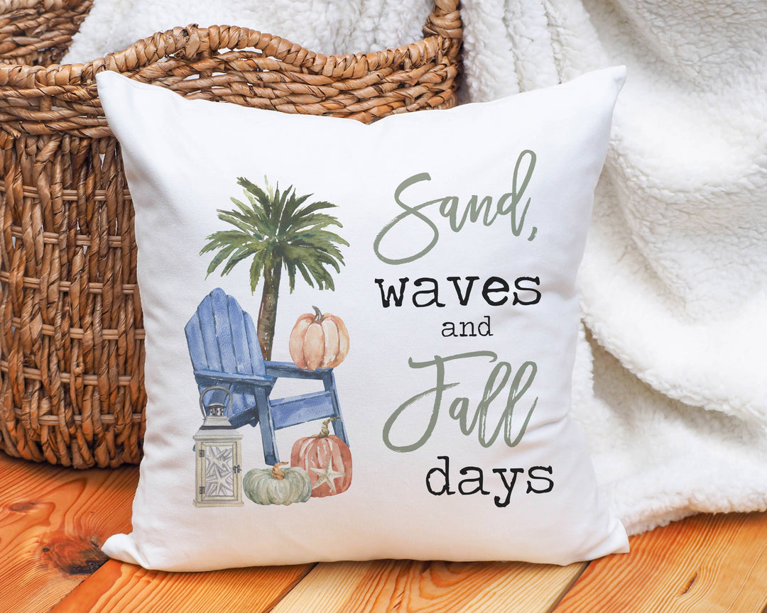 Sand Waves Fall Days Pillow, Beach House Decor, Throw Pillow